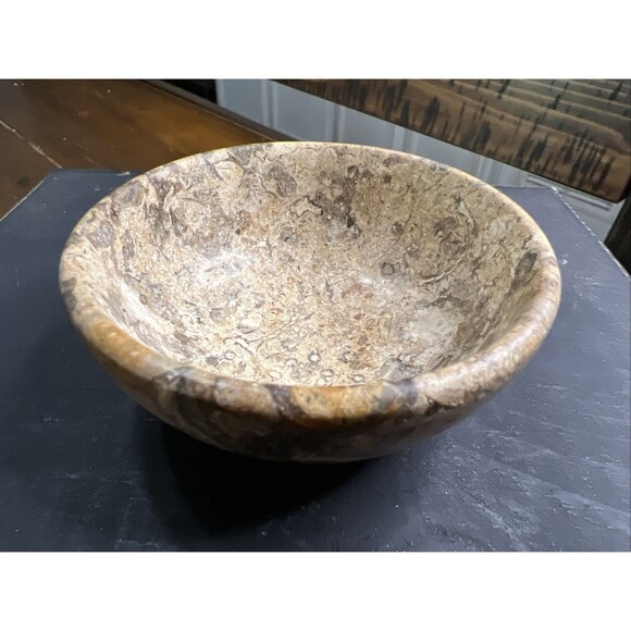 Classic 3 inch Fossil Stone Decorative Bowl/Trinket Dish , No Chips/Cracks - Picture 1 of 6